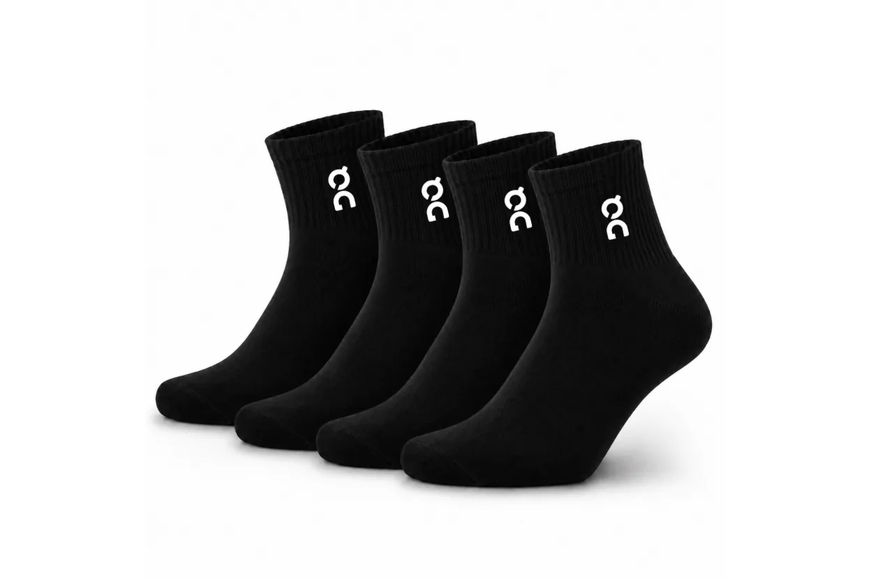 Performance Crew Socks — Black (2-Pack) — Black DQ FITNESS ON premium athletic socks