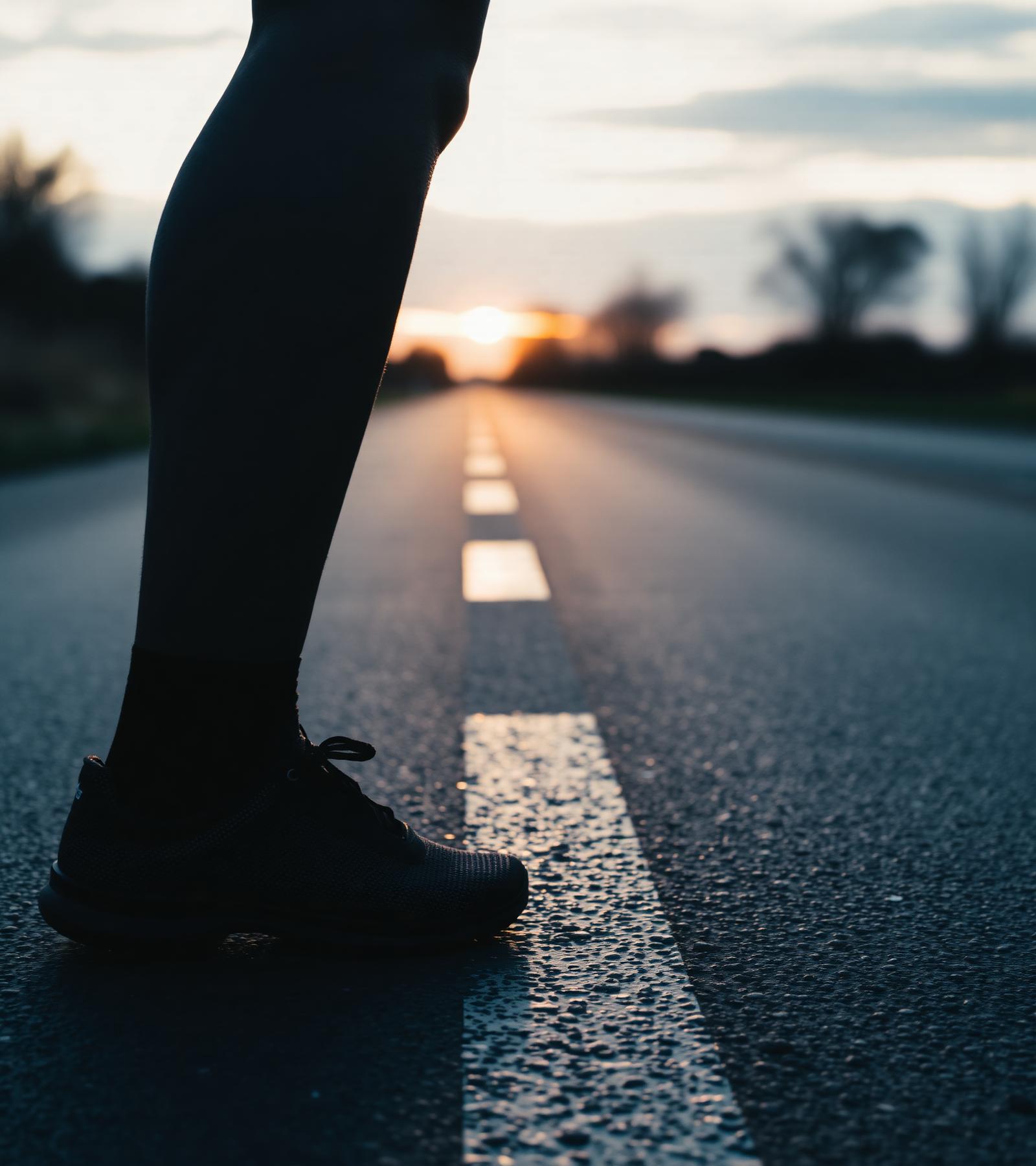 Runner at dawn wearing DQ Fitness On athletic socks